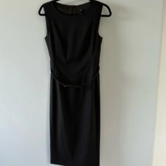 Boss by Hugo Boss belted sheath dress in dark brown - Picture 1 of 6